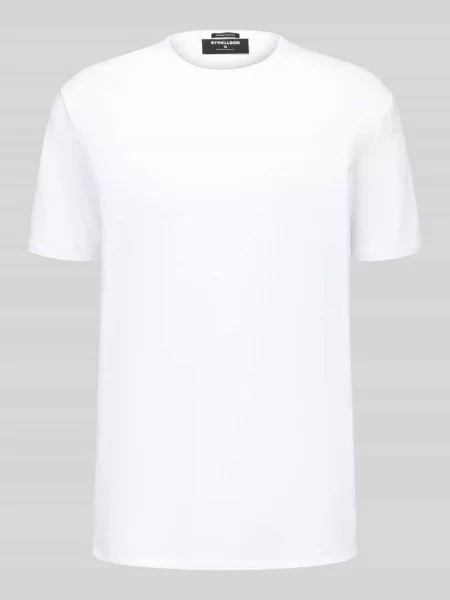 T-shirt z lekko zaokrąglonym dołem Strellson biała