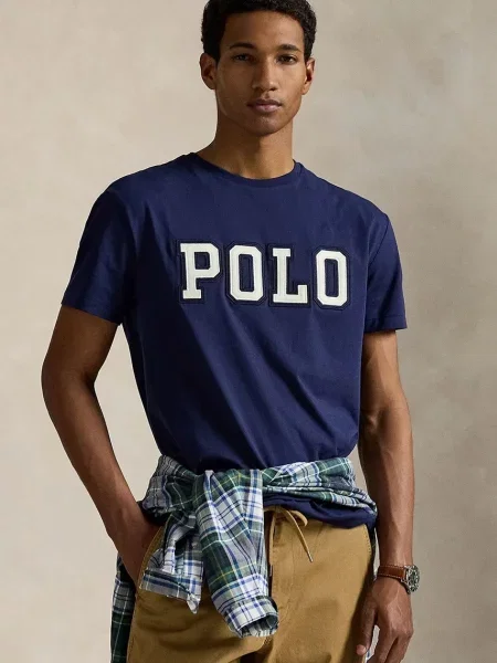 Тениска Polo Ralph Lauren с принт тъмносиньо