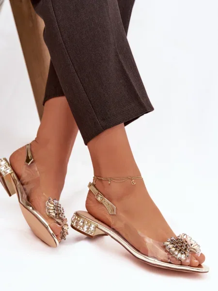 Прозрачни сандали S. Barski с панделка бяло