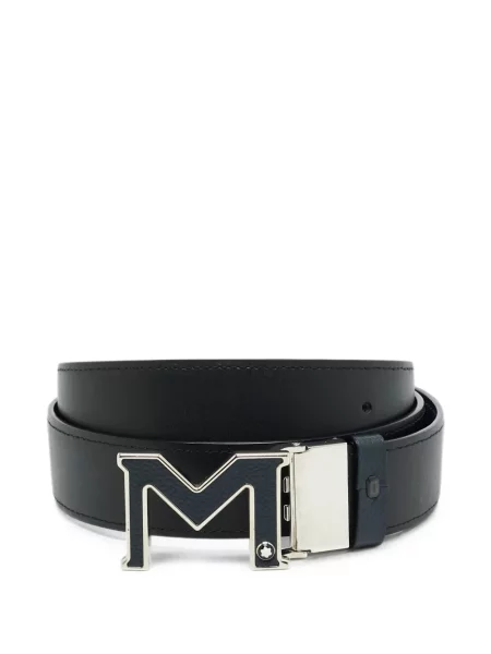 Cu centură reversibil curea Montblanc din piele albastru