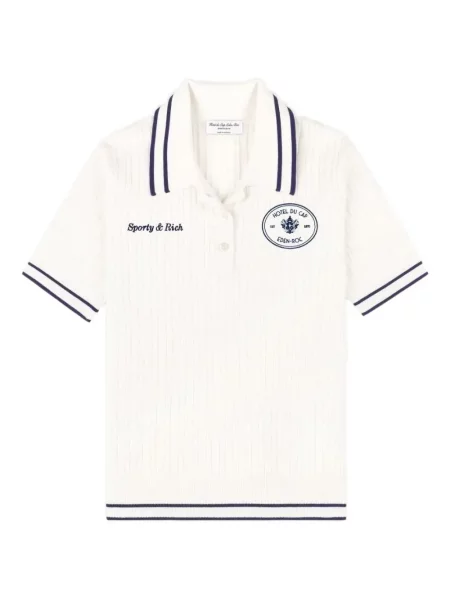 Tricou polo Sporty & Rich tricotate alb