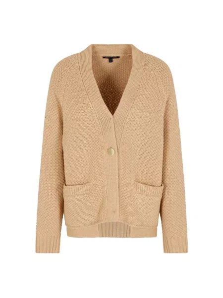 Kardigan Armani Exchange z dekoltem w serek beżowy
