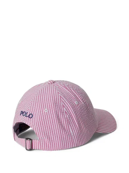 Șapcă Polo Ralph Lauren cu decolteu în V cu autograf în carouri albastru