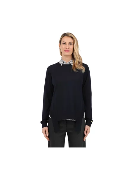 Sweter Meimeij z okrągłym dekoltem asymetryczny czarny