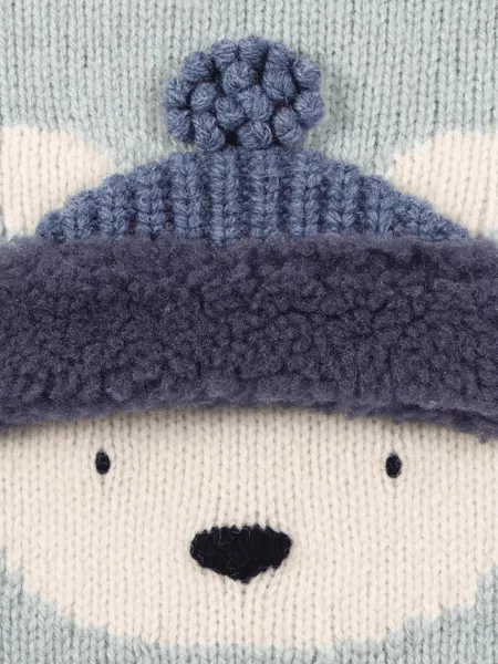Donsje пуловер за деца от мериносова вълна Denn Merino Wool Sweater Polar Bear синьо