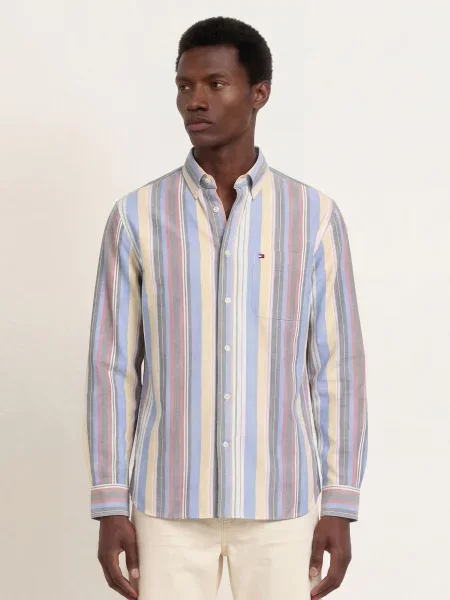 Tommy Hilfiger Oxfordská Košile Classic Fit tmavě modrá / světle / tmavě žlutá červená