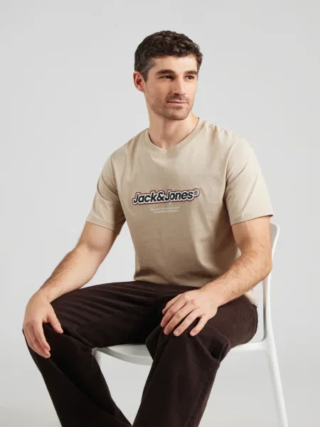 JACK & JONES Majica JWHVESTERBRO NEWTON temno bež / rjava črna