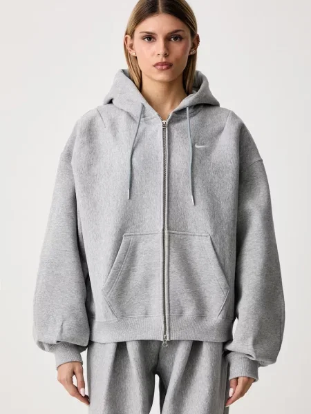 Флийс суичър с качулка Nike Sportswear с качулка сиво