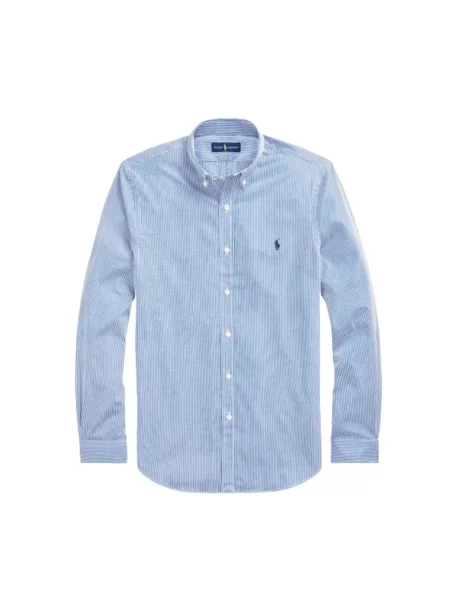 Koszula Polo Ralph Lauren w paski popelinowa z paskiem niebieska