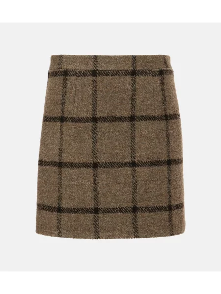 Spódnica Patou wełniana w kratkę szara