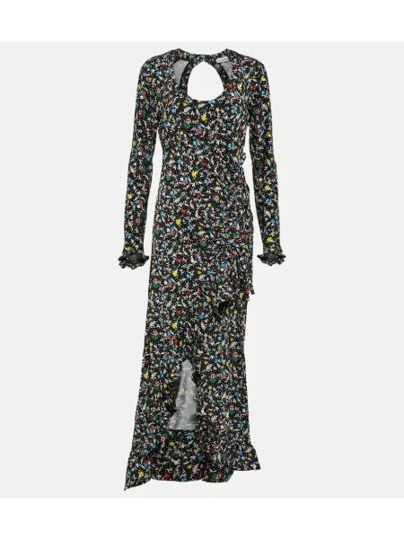 Rochie midi Paco Rabanne cu imagine până la genunchi de costum negru