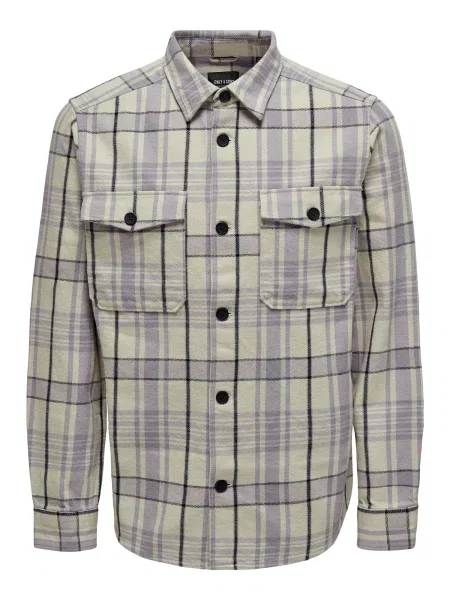 Only & Sons Cămașă ONSMilo ecru / mov liliachiu negru