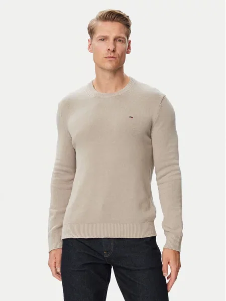 Kötött szvetter Tommy Jeans bézs