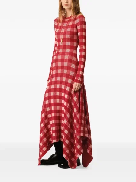 Lung rochie Ami Paris de lână cu mâneci lungi roșu