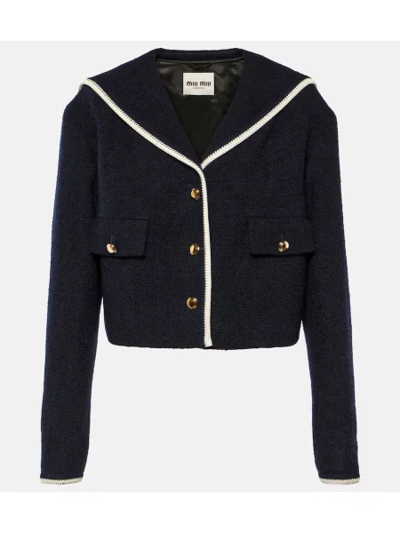 Volnena jakna Miu Miu modra