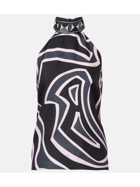 Top Pucci de mătase cu gât halter roz