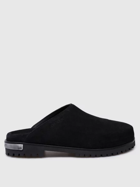 Замшеві мюлі з металевим логотипом Off-white чорні