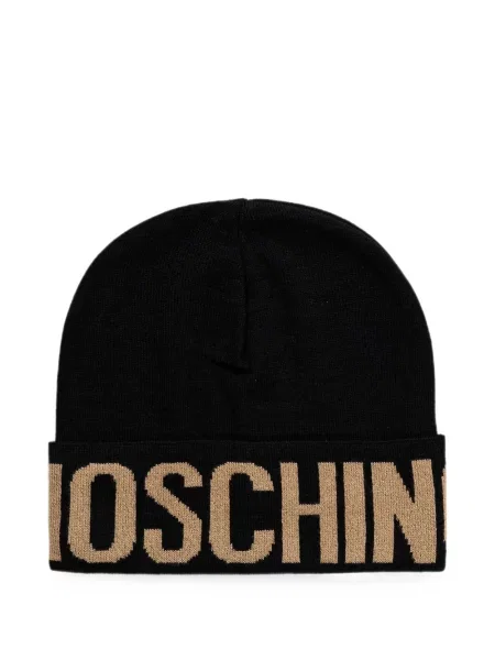 Căciulă Moschino tricotate cu autograf negru