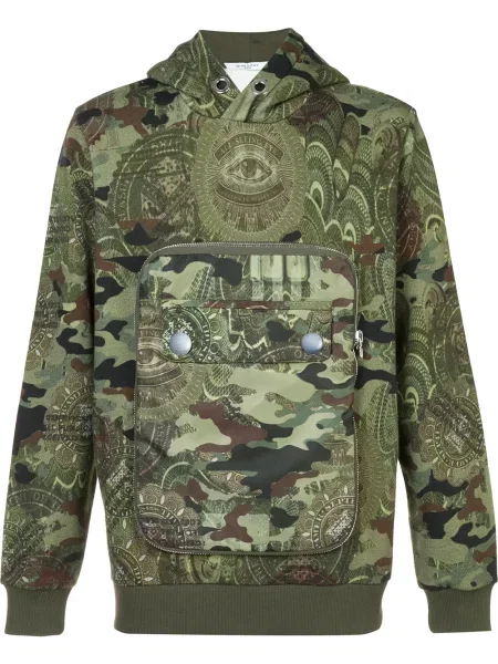 Hanorac cu glugă Givenchy cu glugă cu model camuflaj verde