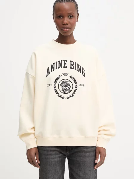 Anine Bing MILES SWEATSHIRT COLLEGIATE crem hanorac din de damă