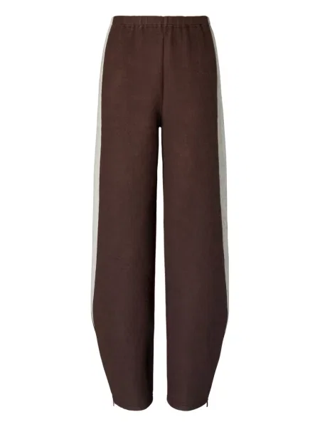 Pantaloni Tory Burch cu dungi din jerseu maro