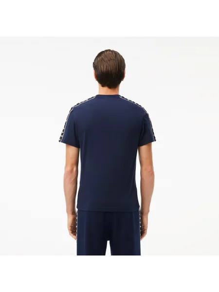 Lacoste T-Shirt Z Logo Z Bawełnianego Dżerseju granatowa