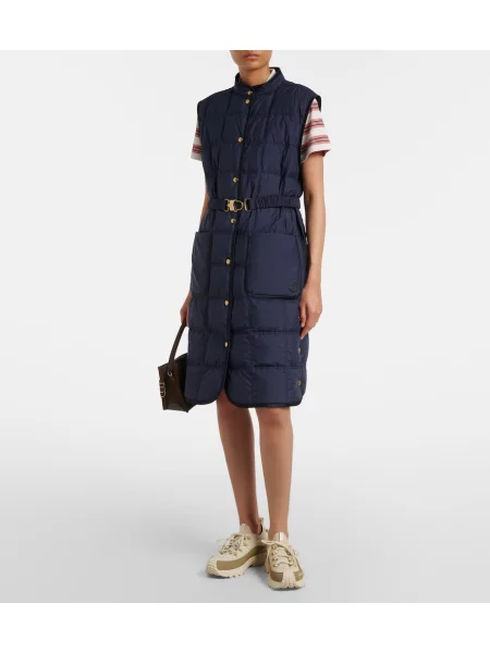 Prešívaný opasaný páperová vesta Moncler modrá