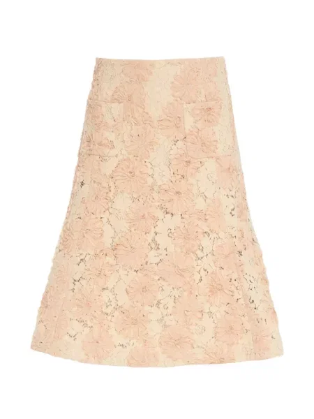 Fustă midi N°21 cu model floral din dantelă roz