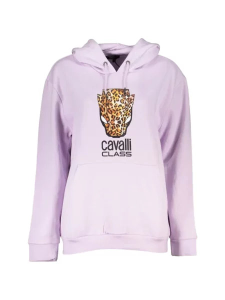 Hanorac cu glugă Cavalli Class cu imagine cu model leopard violet