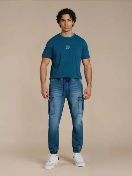 Sinsay Džíny jogger s efektem praní námořnická modrá