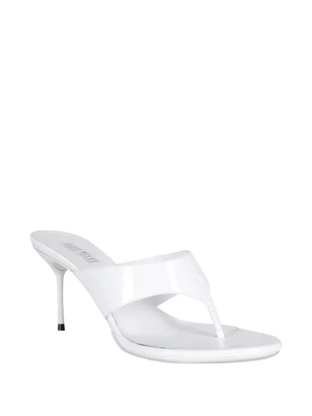 Papuci tip mules Paris Texas din piele alb