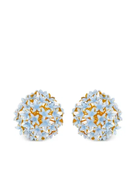 Cercei Oscar De La Renta cu model floral albastru