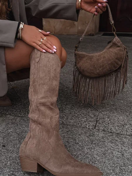 Semišové kozačky Boto béžové