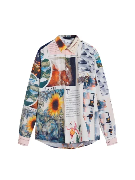 Desigual cămașă din PACO cu guler clasic relaxed bej