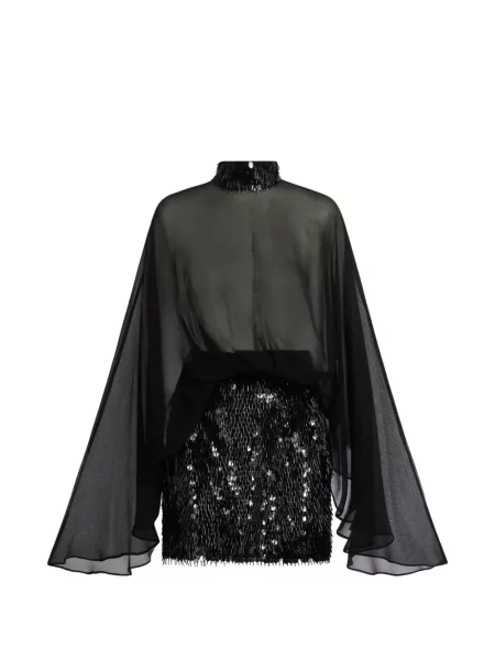 Rochie mini Taller Marmo cu paiete de mătase negru