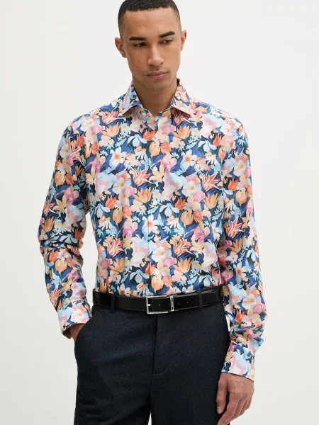 Eton srajca z bombažem modra