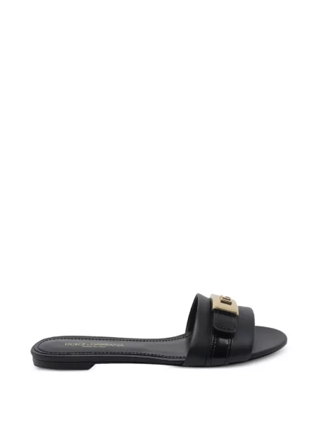 Sandale Dolce & Gabbana din piele cu autograf negru