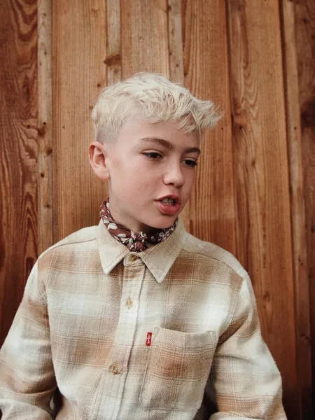 Levi's риза за деца от SHADOW PLAID SHIRT бежово