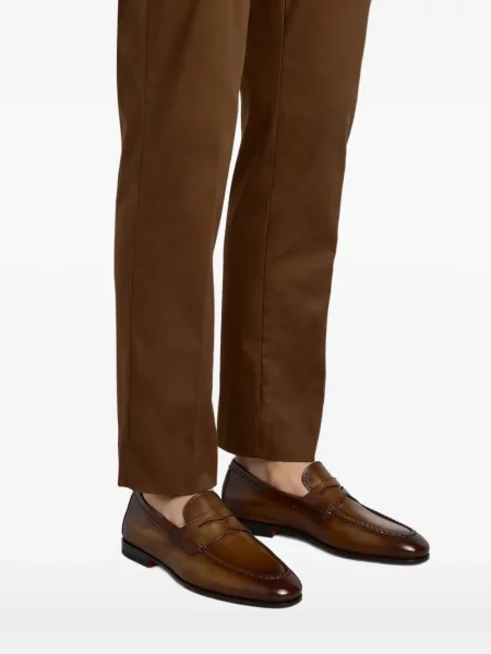 Pantofi loafer Santoni din piele maro