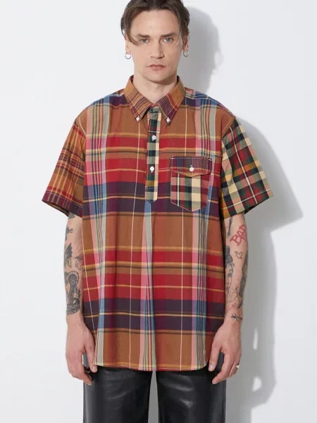 Košulja Engineered Garments Popover BD za muškarce relaxed s button-down ovratnikom crvena