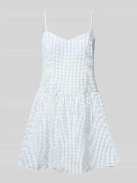 Sukienka mini z dekoltem w kształcie serca i cienkimi ramiączkami Review błękitna