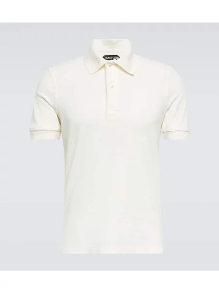 Polo Tom Ford din material terry alb