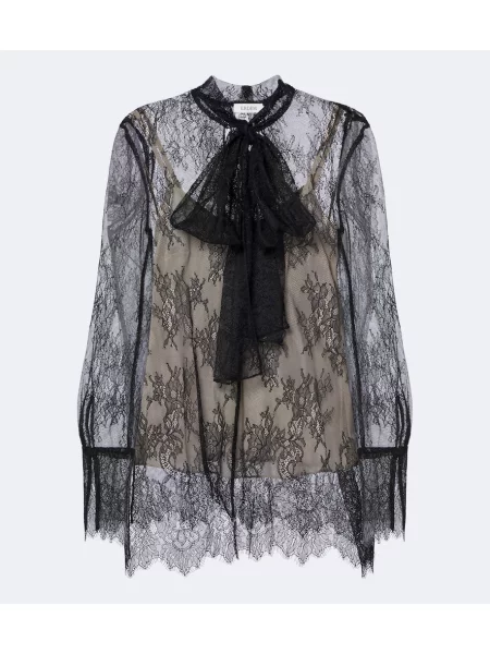 Bluză Erdem cu funde cu model floral din dantelă negru