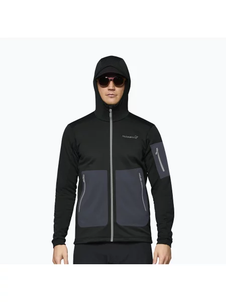 Мъжки суитшърт за трекинг NORRONA Falketind Stretch Hood caviar black черно