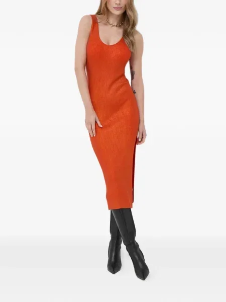 Rochie midi Patrizia Pepe până la genunchi de costum portocaliu