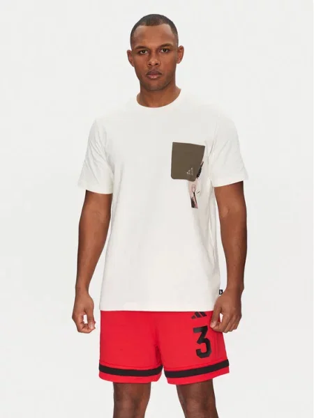 Adidas Marškinėliai Lens Elevated Pocket Graphic Loose Fit balta