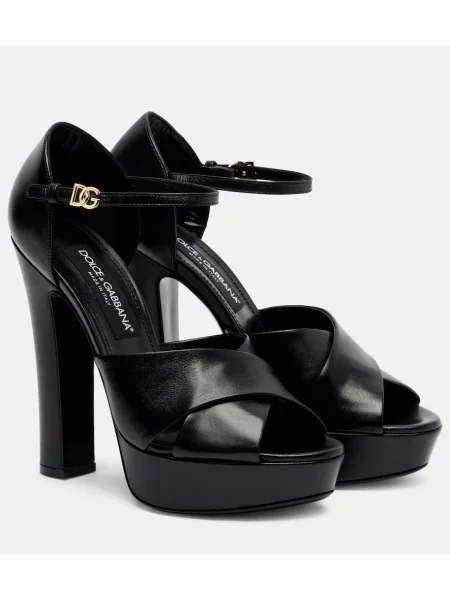 Sandale Dolce&gabbana din piele cu platformă negru