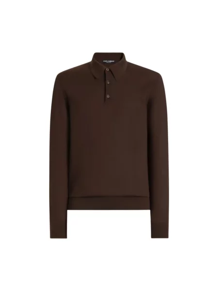 Koszulka polo Dolce And Gabbana z kołnierzem brązowa