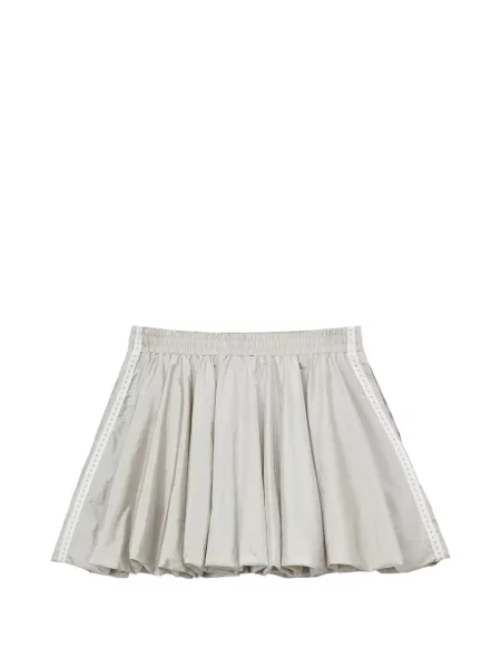 Spódnica mini Mini Cream z naszywkami koronkowa