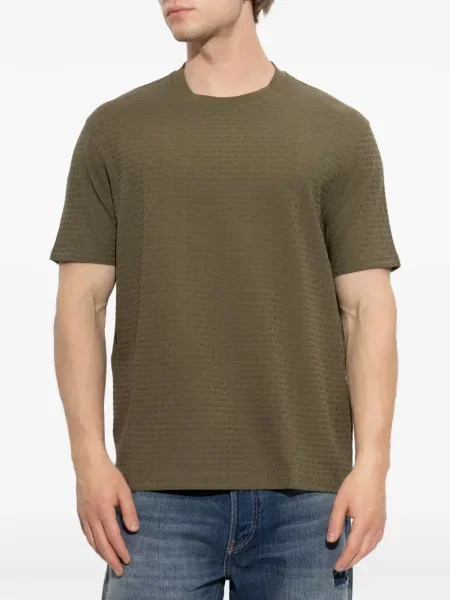 Tricou Emporio Armani din jacard cu autograf verde